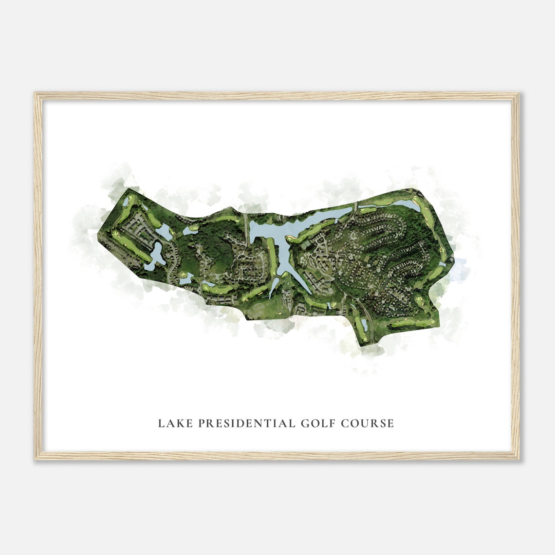 Lake Presidential Golf Course Watercolor Aerial Map Golfer Poster