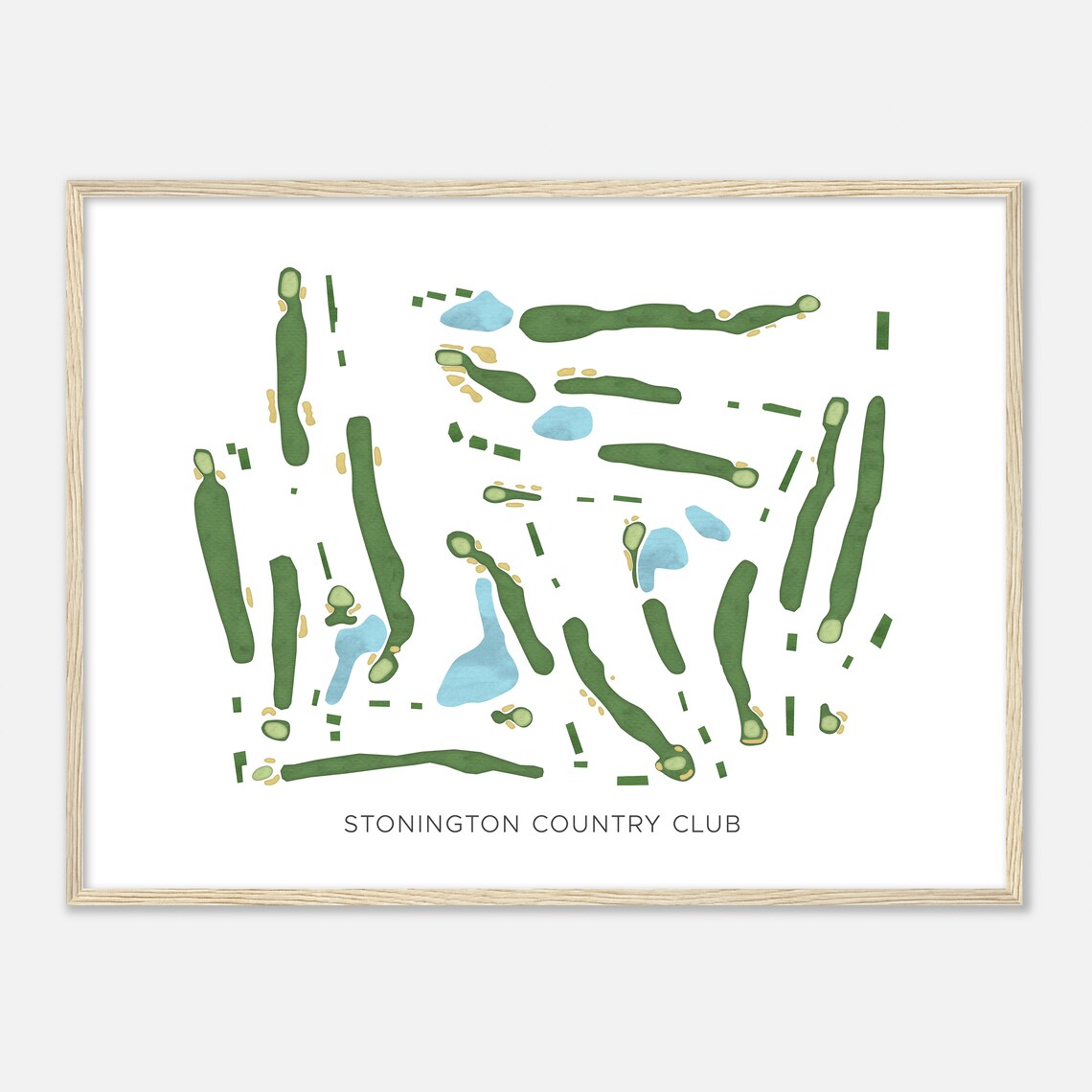 Stonington Country Club Modern Watercolor Golf Course Map Poster - Image 2