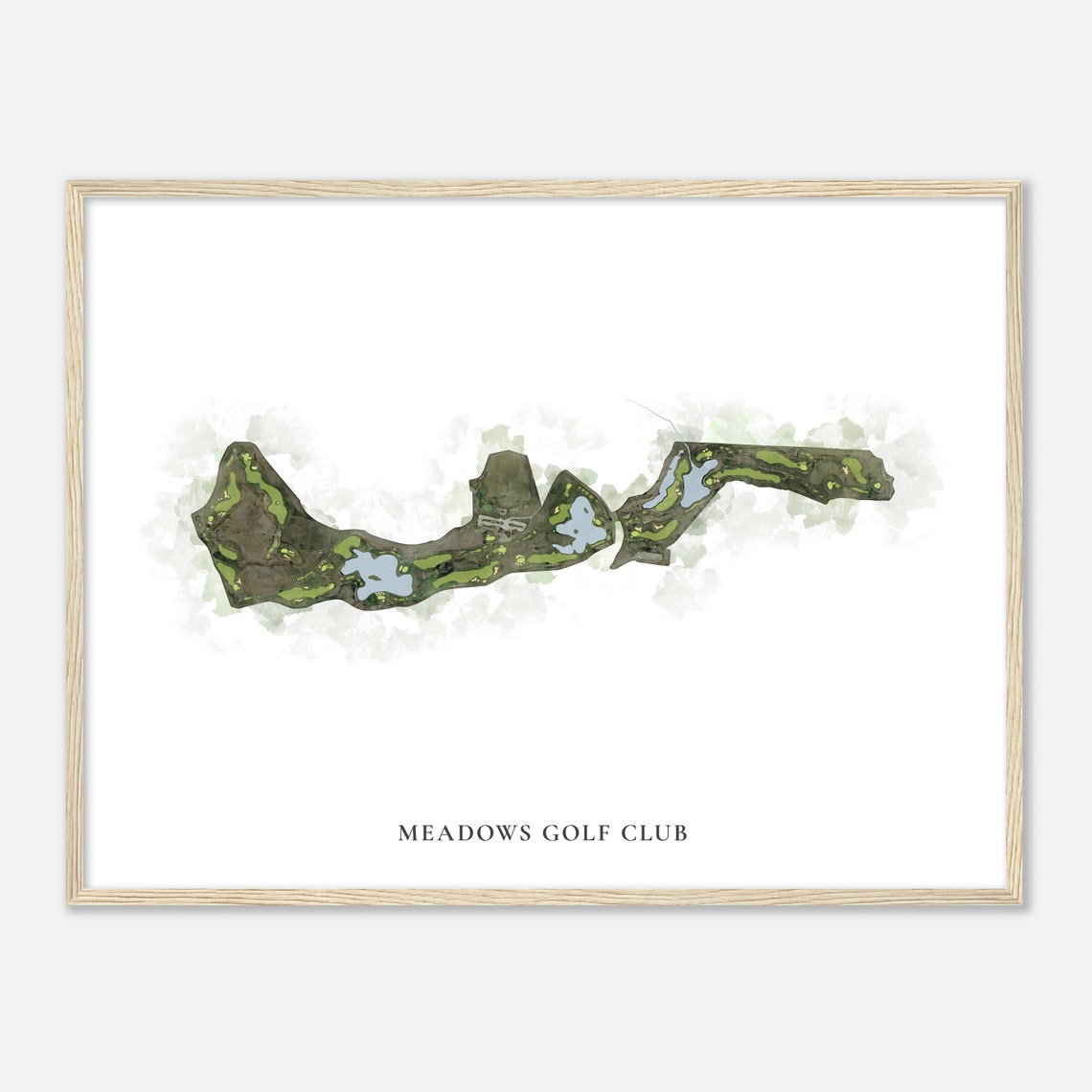 Meadows Golf Club Classic Painterly Watercolor Golf Course Map Poster - Image 2