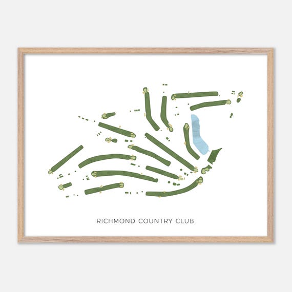 Richmond Country Club In Richmond California Modern Watercolor Map Golfer Gift Golf Wall Art Golf Poster Print Course Layout