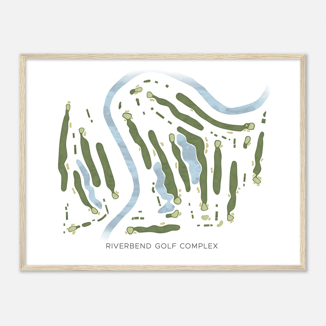 Riverbend Golf Complex Washington Modern Watercolor Map Golfer Gift Golf Wall Art Golf Poster Print Course Layout