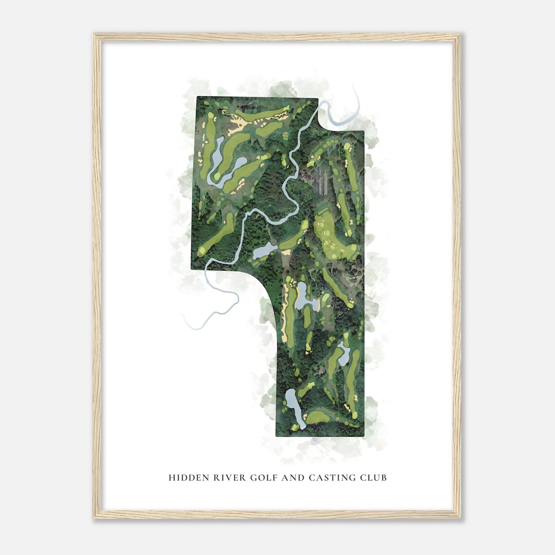 Hidden River Golf And Casting Club Classic Watercolor Map Poster - Image 2