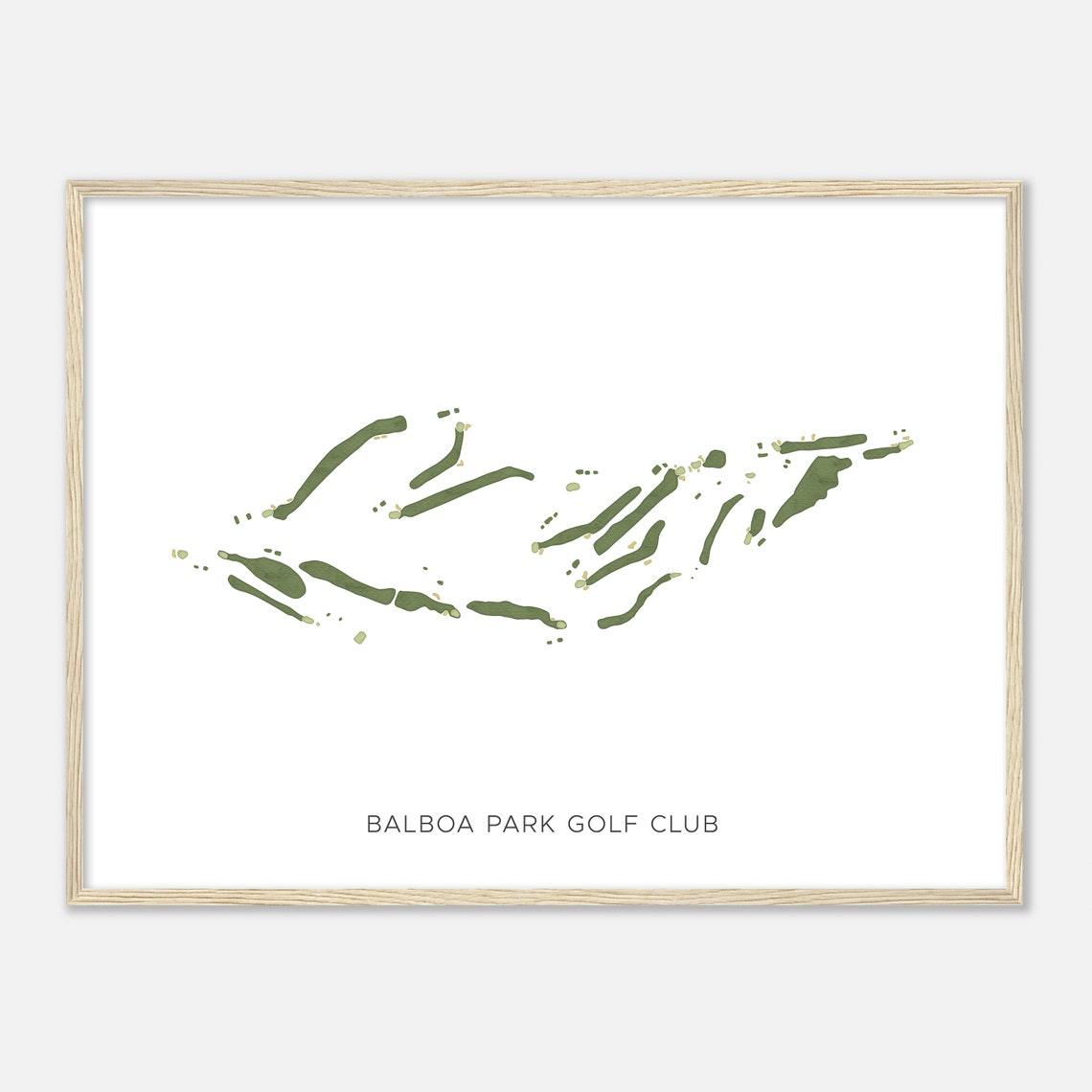 Balboa Park Golf Club Modern Minimalist Watercolor Course Map Poster