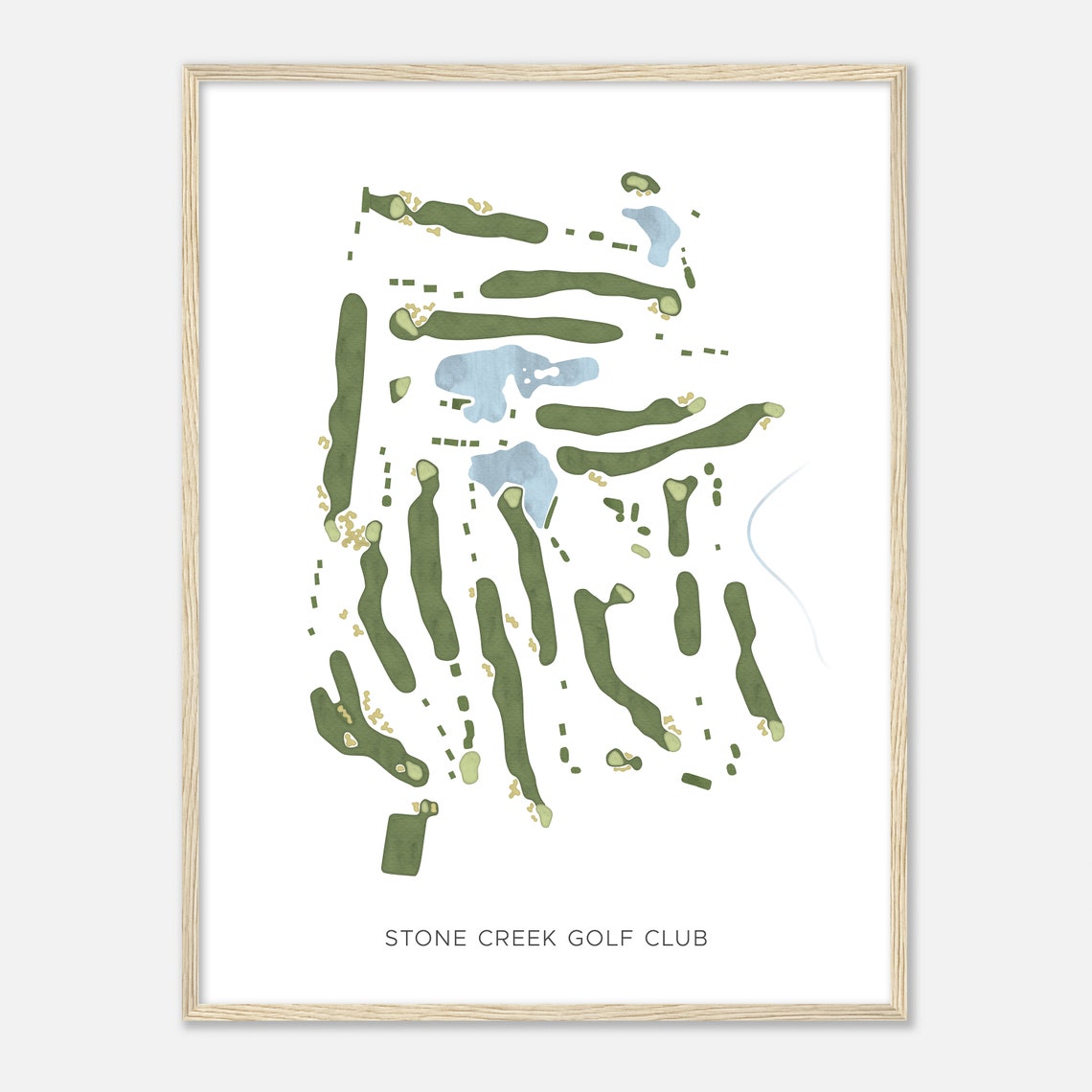 Stone Creek Golf Club Modern Watercolor Map Golfer Gift Poster