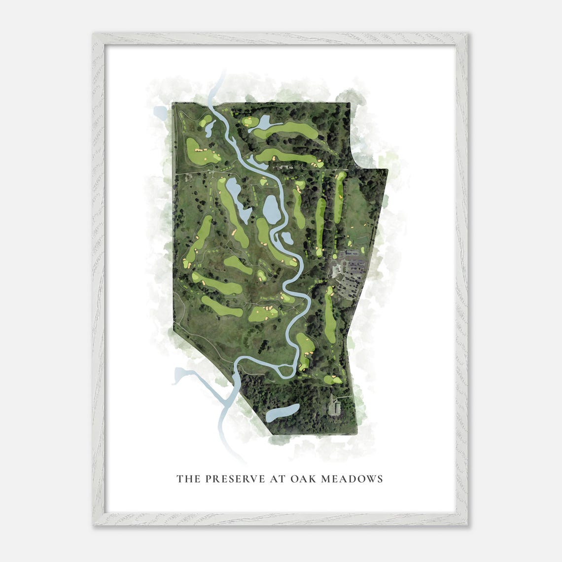 The Preserve at Oak Meadows Classic Watercolor Course Map Poster - Image 2