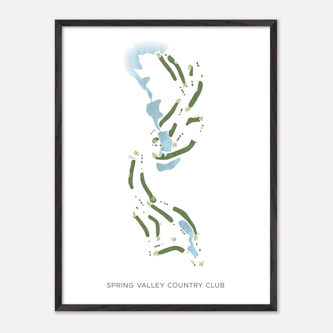 Spring Valley Country Club Golf Course Watercolor Map Art Poster - Image 3