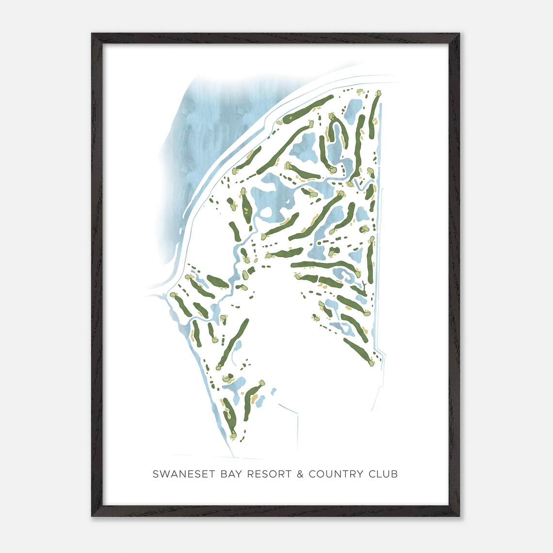 Swaneset Bay Resort & Country Club Pitt Meadows Canada Modern Watercolor Golf Map Poster - Image 2