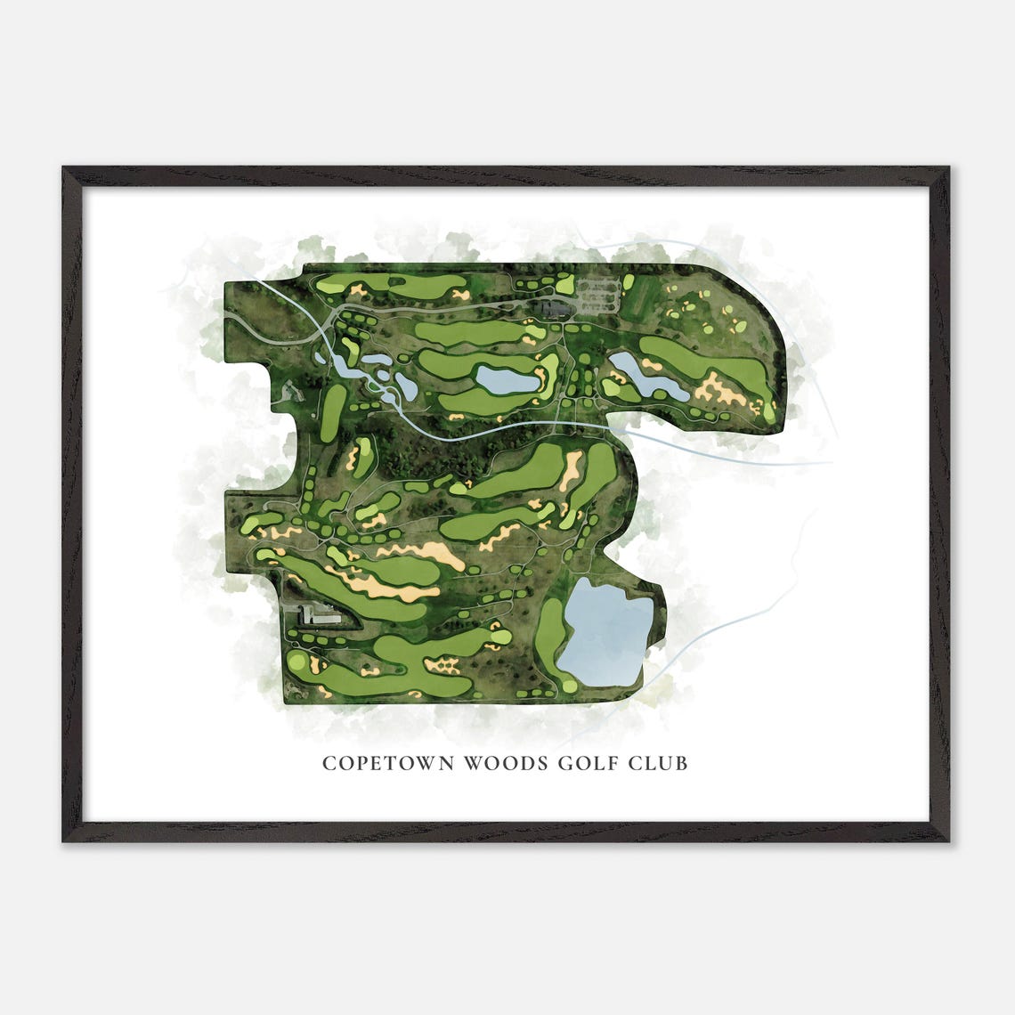 Copetown Woods Golf Club Classic Watercolor Aerial Map Poster - Image 4