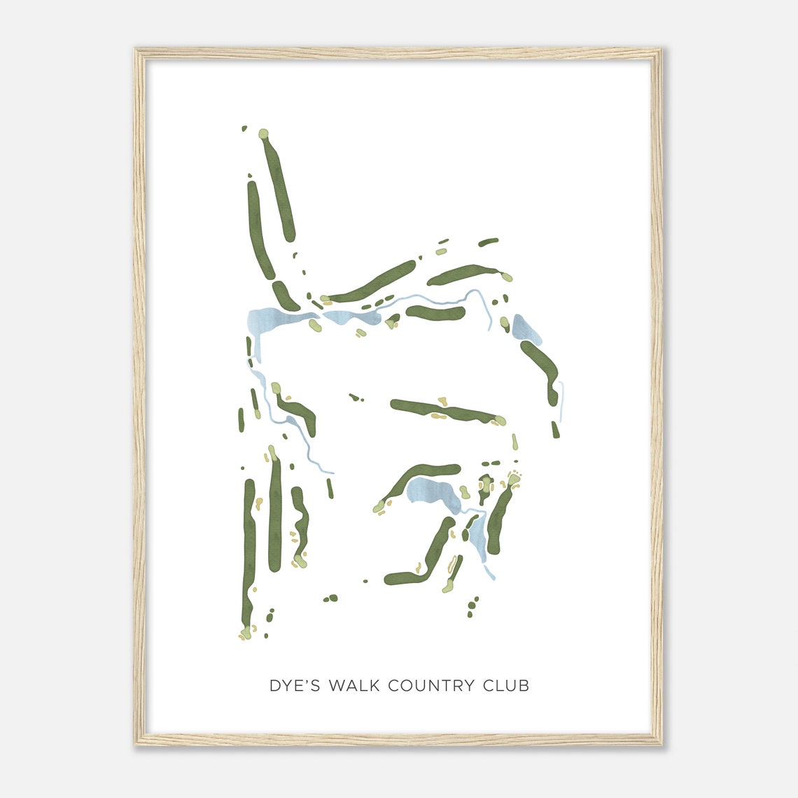 Dye's Walk Country Club Minimalist Watercolor Course Map Poster - Image 2