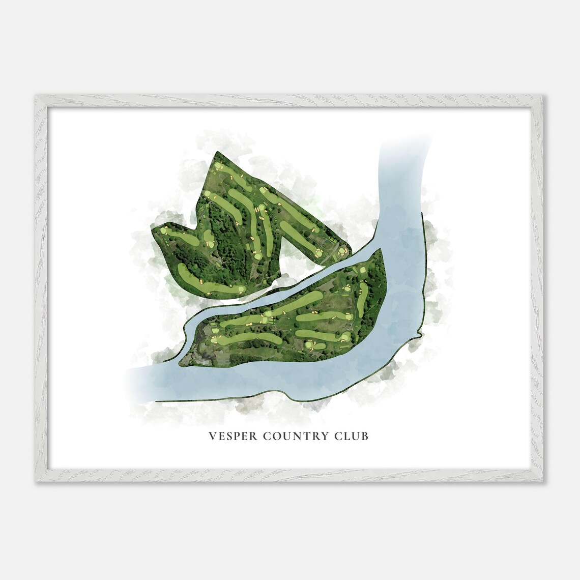 Vesper Country Club Watercolor Aerial Riverside Course Map Poster - Image 4