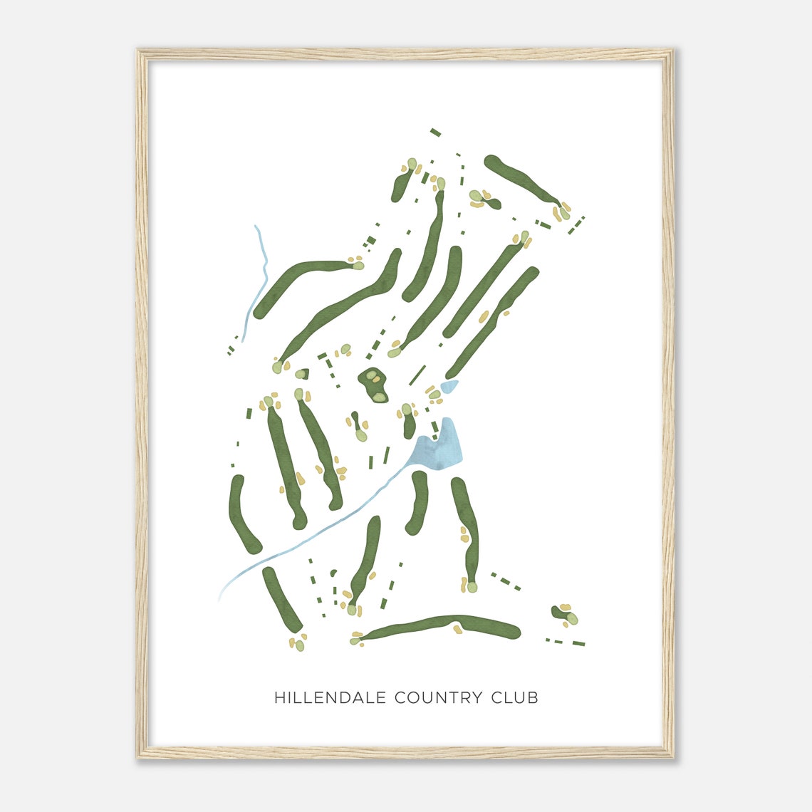 Hillendale Country Club Maryland Modern Watercolor Course Map Poster - Image 2