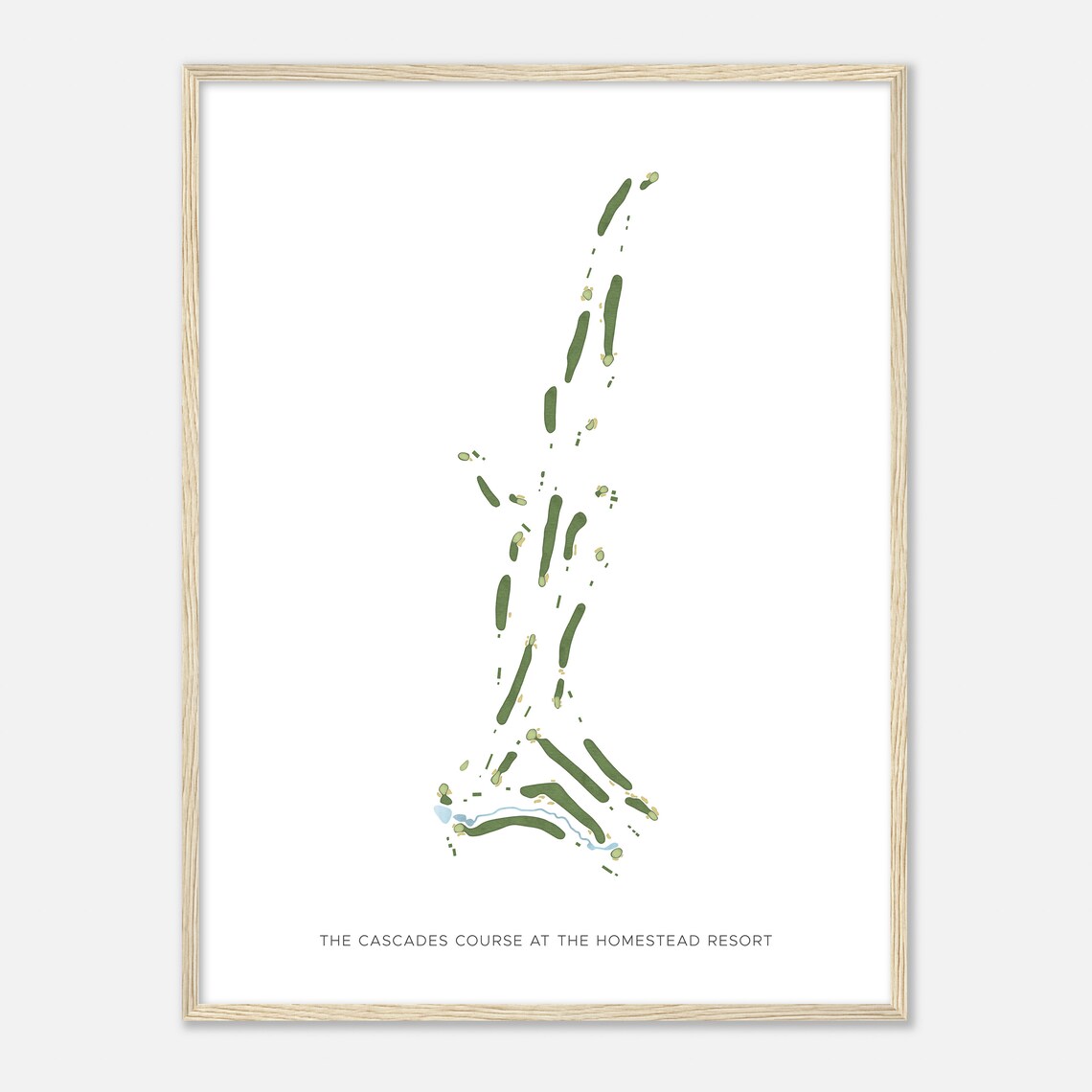 The Cascades Course At The Homestead Resort Modern Watercolor Golf Map Poster - Image 2