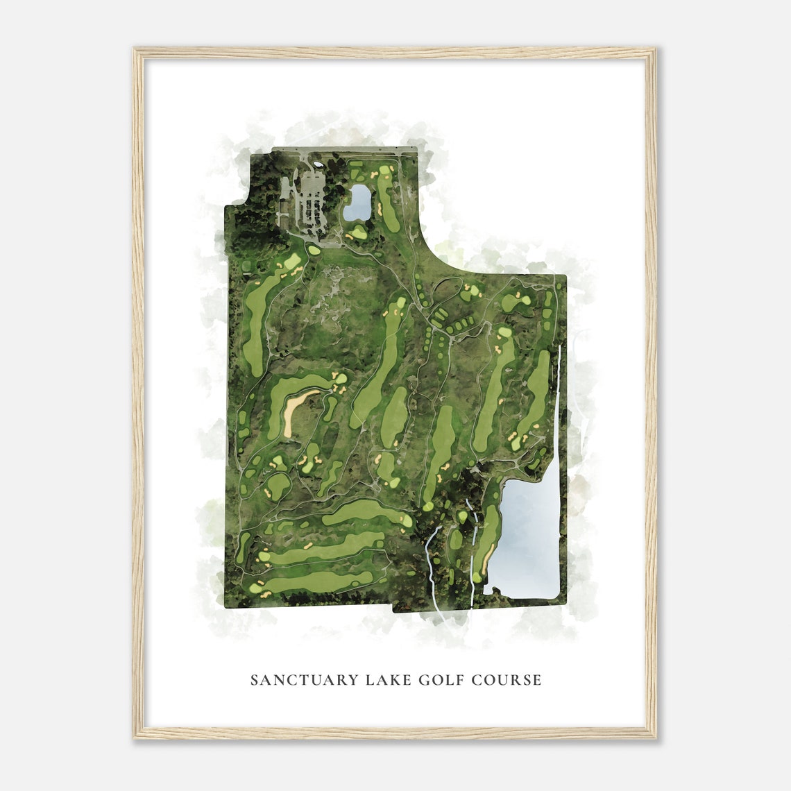 Sanctuary Lake Golf Course Michigan Classic Watercolor Map Poster - Image 2