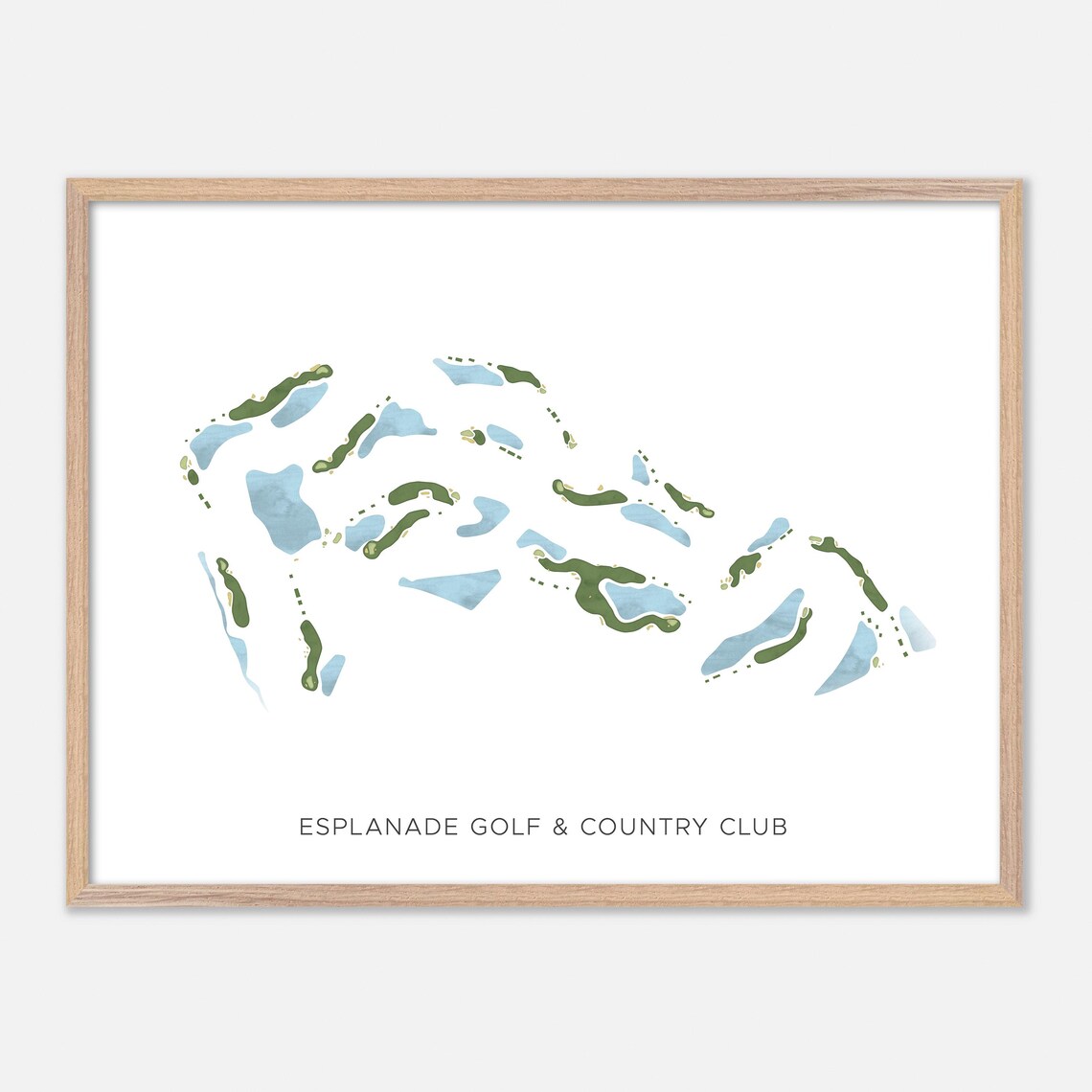 Esplanade Golf & Country Club Naples Florida Modern Watercolor Golf Map Poster