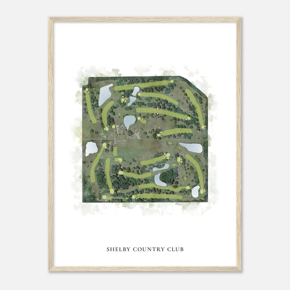 Shelby Country Club Golf Course Watercolor Map Golfer Gift Poster - Image 2