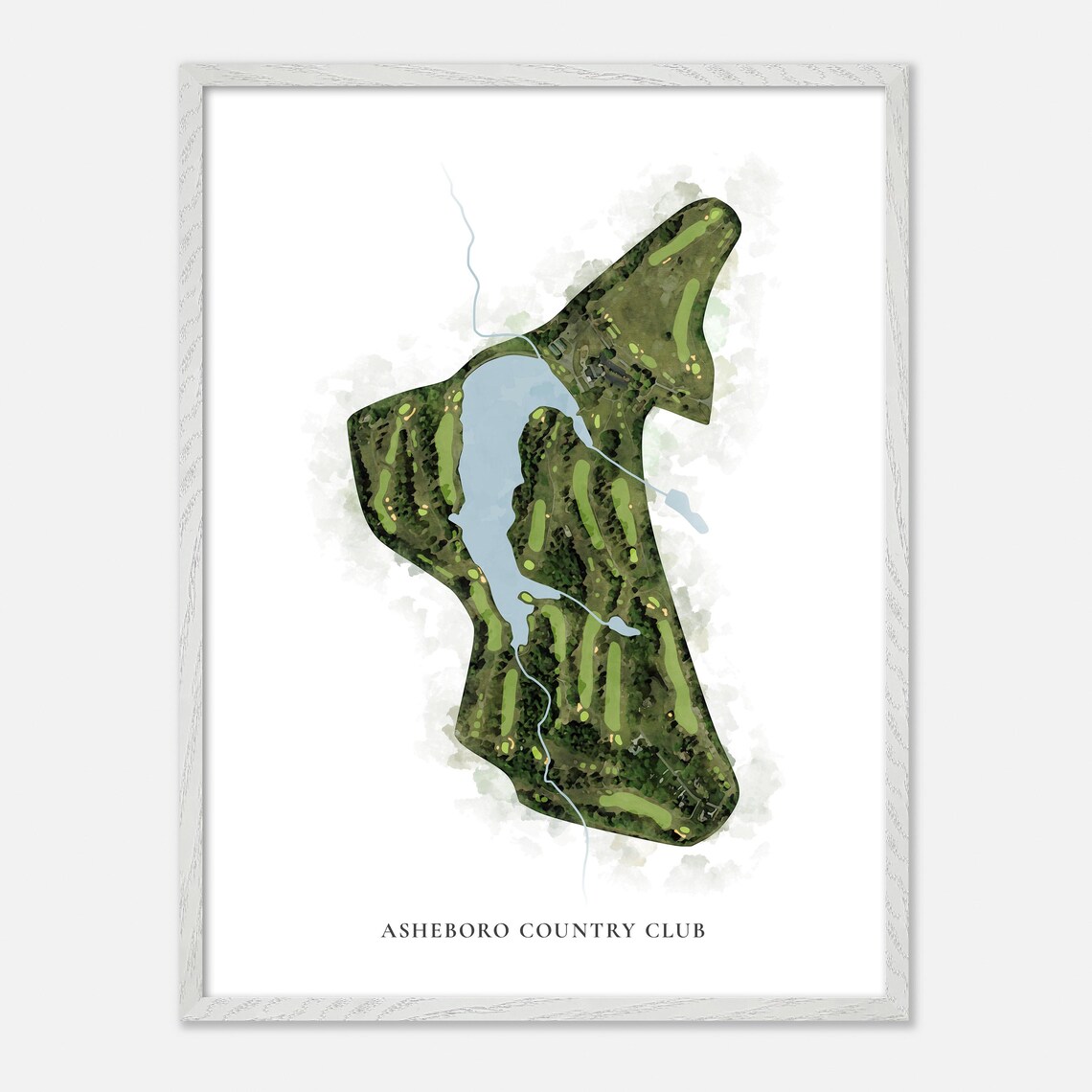 Asheboro Country Club Classic Watercolor Lakeside Map Poster - Image 2