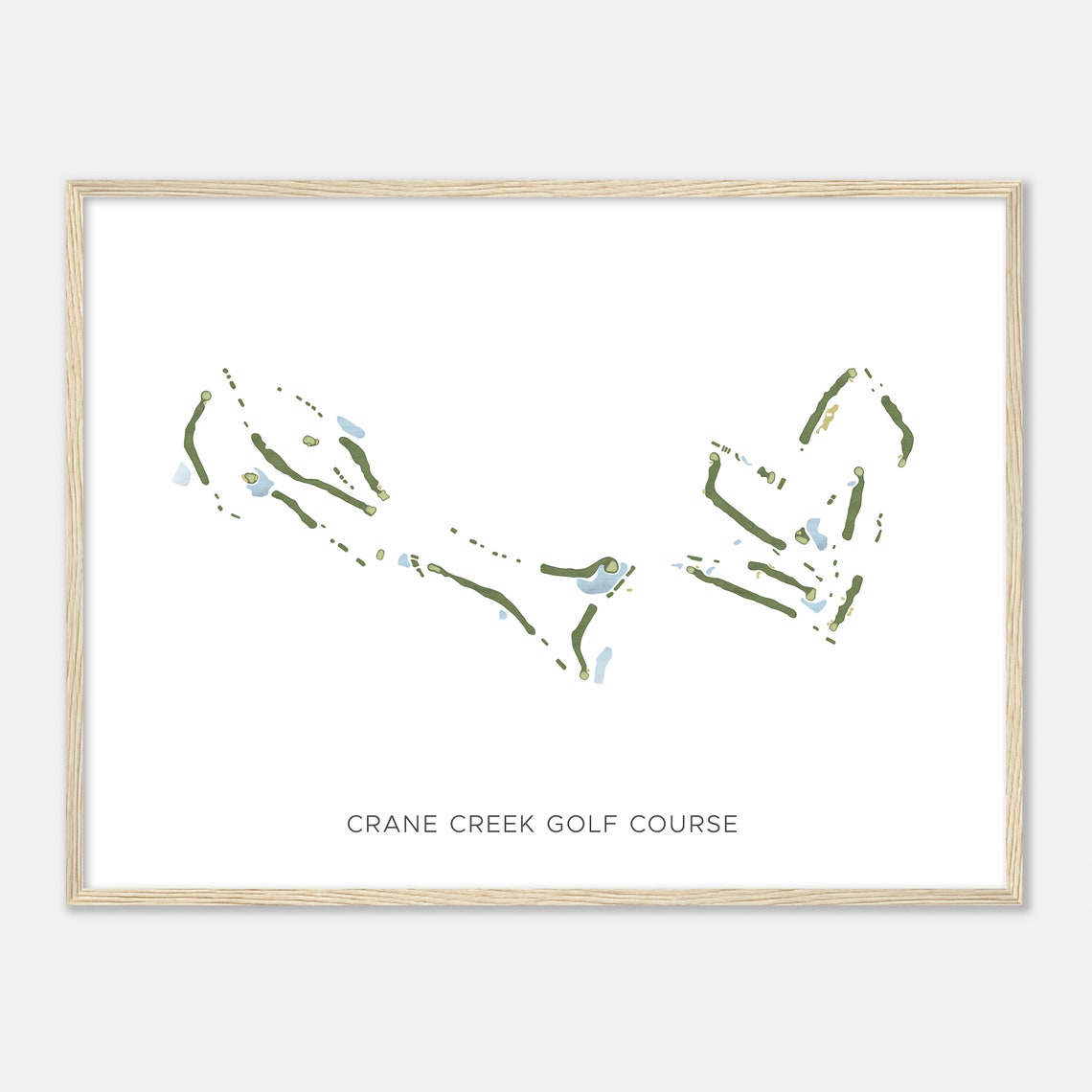 Crane Creek Golf Course Modern Minimalist Watercolor Map Poster