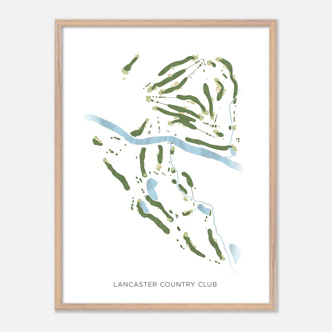 Lancaster Country Club Modern Watercolor Golf Course Map Art Print - Image 2
