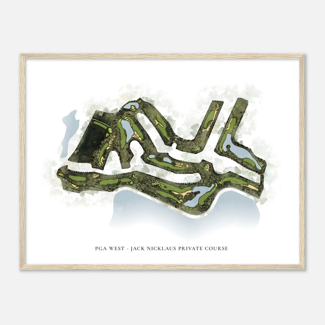 PGA West Jack Nicklaus Private Course Aerial Watercolor Map Print - Image 2