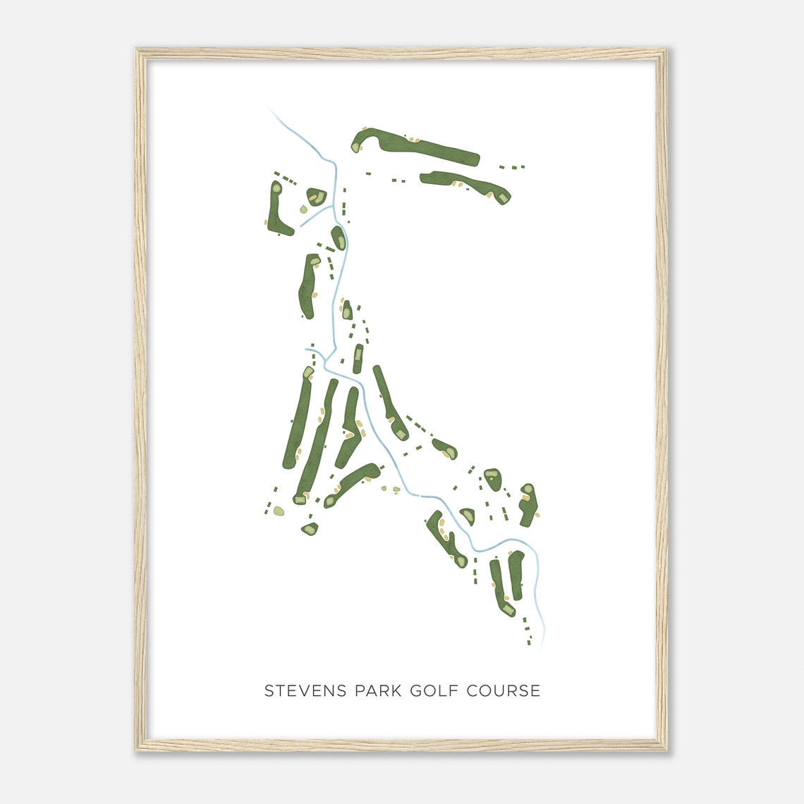 Stevens Park Golf Course Texas Modern Watercolor Golf Map Poster