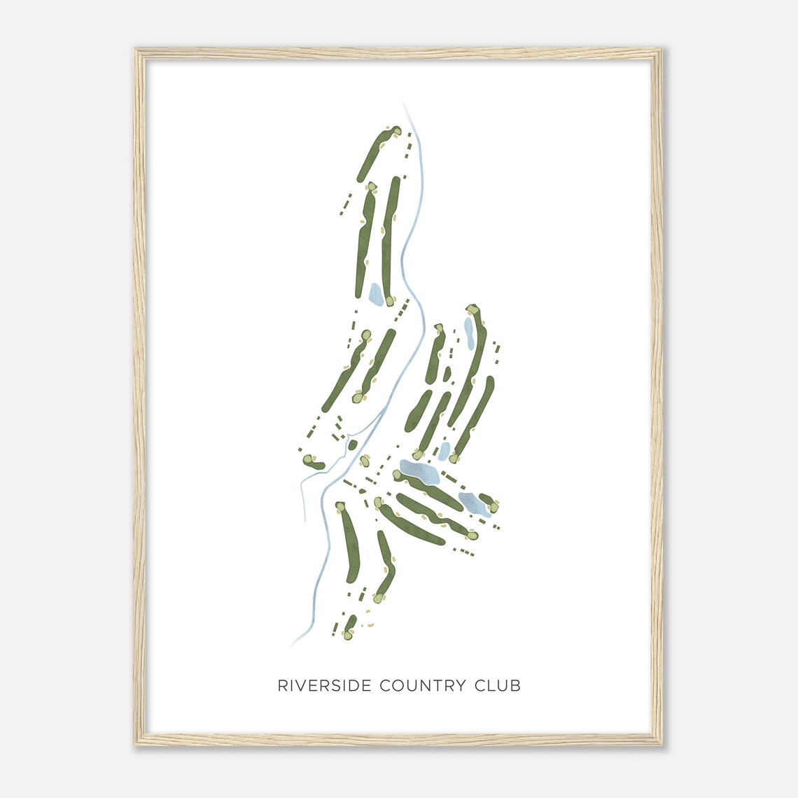 Riverside Country Club Minimalist Golf Course Map Art Sports Poster