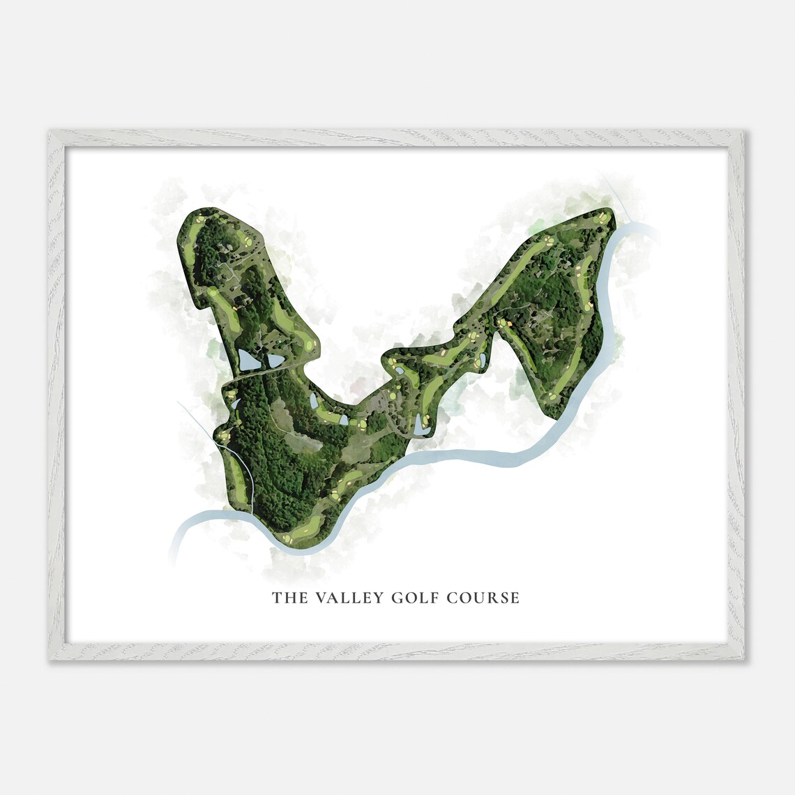 The Valley Golf Course Watercolor Aerial Map Green Fairways Art Poster - Image 4