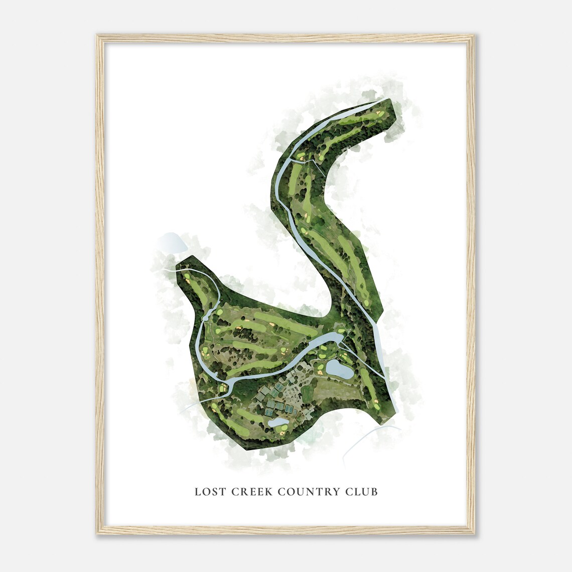 Lost Creek Country Club Classic Watercolor Golf Course Map Art Poster - Image 2