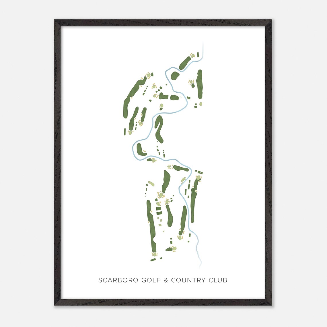 Scarboro Golf Country Club Modern Watercolor Course Map Poster - Image 2