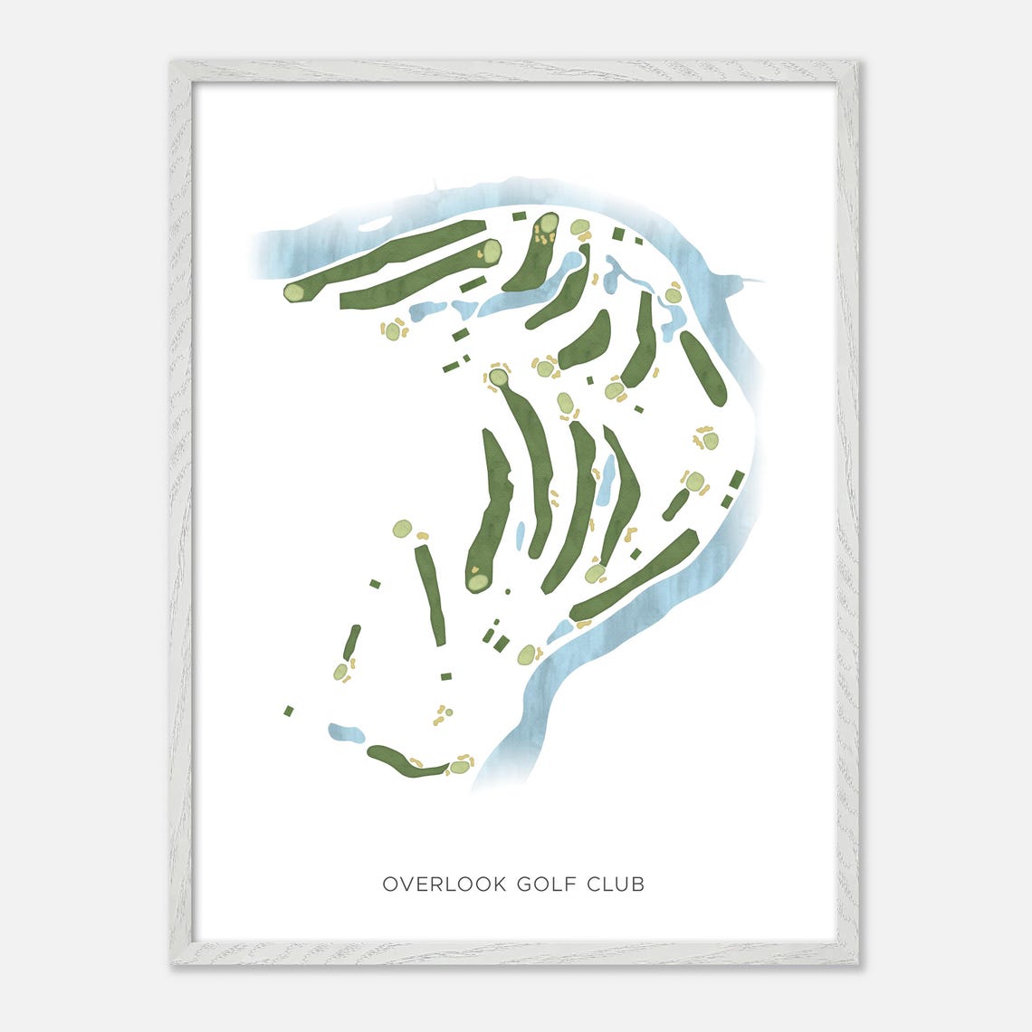 Overlook Golf Club Modern Minimalist Watercolor Course Map Poster - Image 2