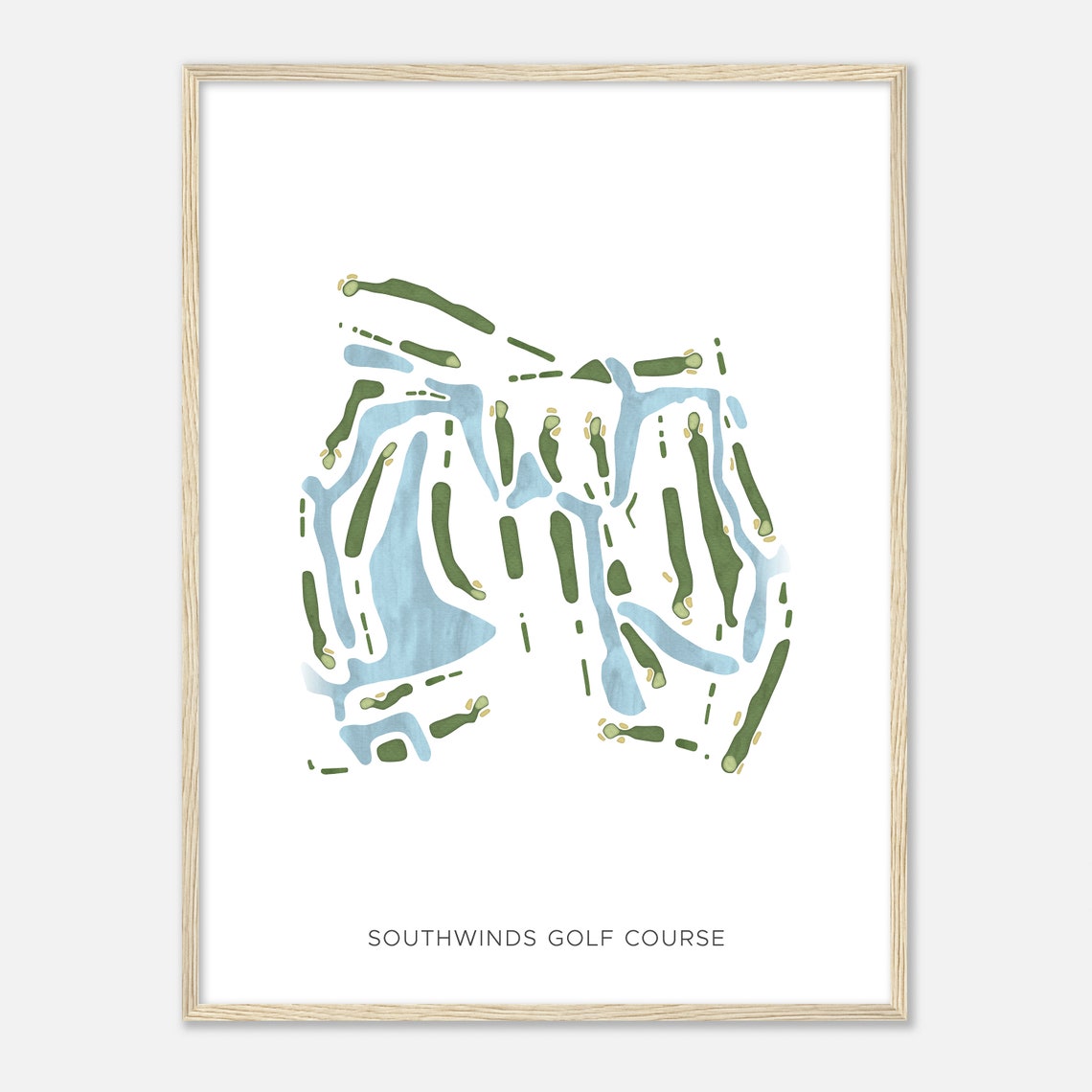 Southwinds Golf Course Florida Modern Watercolor Course Map Poster - Image 2