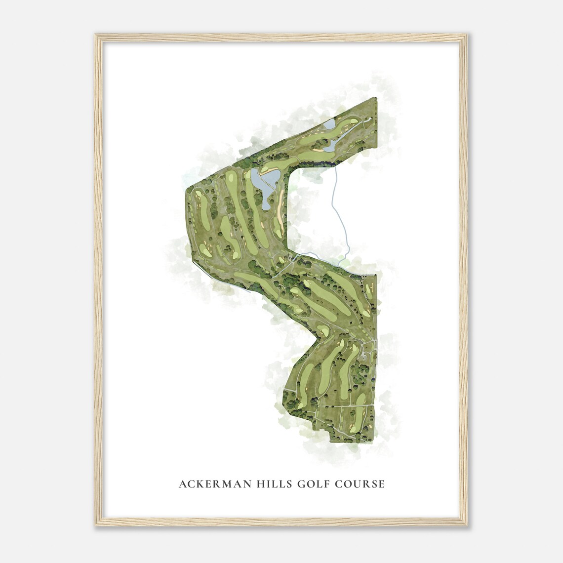 Ackerman Hills Golf Course Classic Aerial Watercolor Map Poster - Image 2