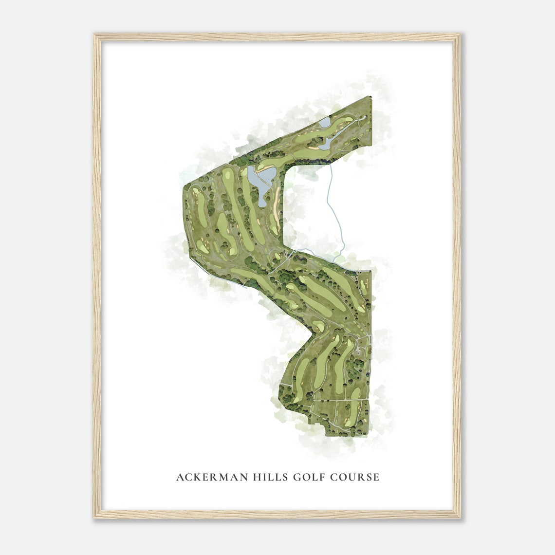 Ackerman Hills Golf Course Indiana Classic Watercolor Map Golfer Gift Golf Wall Art Golf Poster Print Course Layout - Image 2