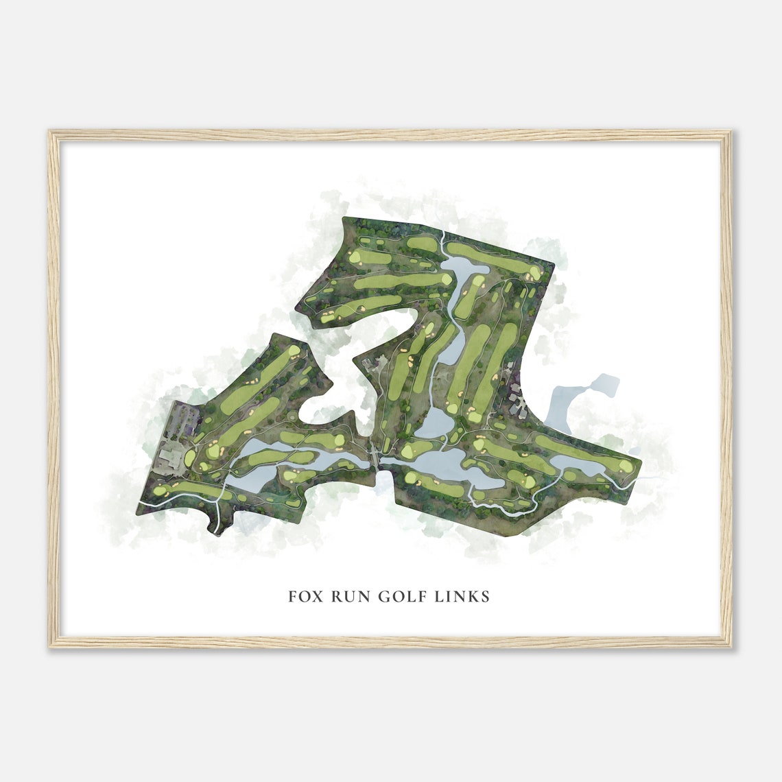 Fox Run Golf Links Classic Watercolor Golf Course Map Poster