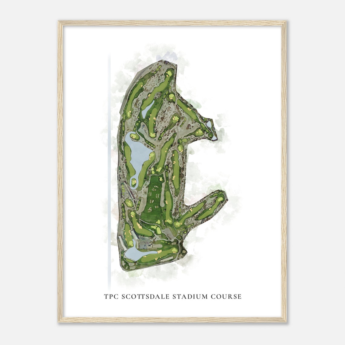 TPC Scottsdale Stadium Course Classic Watercolor Aerial Poster
