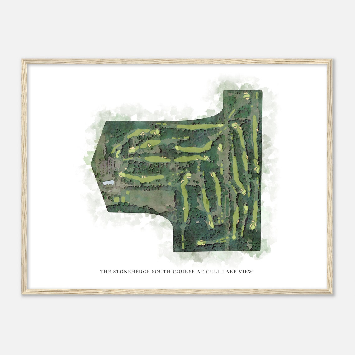 Stonehedge South Course Gull Lake View Watercolor Map Poster