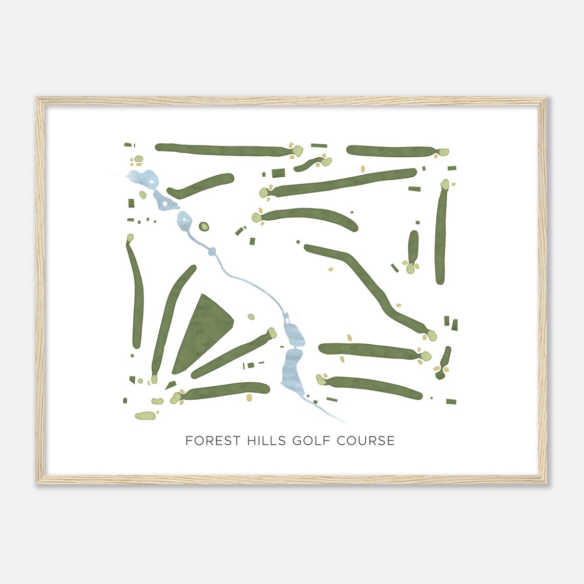Forest Hills Golf Course Oregon Modern Watercolor Map Golfer Gift Golf Wall Art Golf Poster Print Course Layout