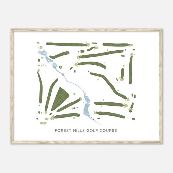 Forest Hills Golf Course Oregon Modern Watercolor Map Golfer Gift Golf Wall Art Golf Poster Print Course Layout