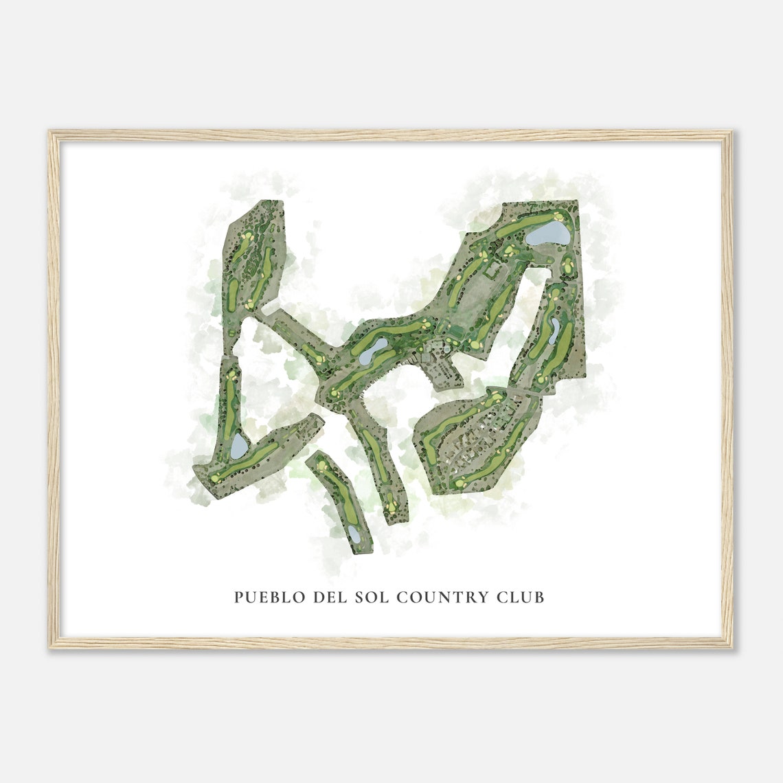 Pueblo Del Sol Country Club Classic Watercolor Course Map Poster