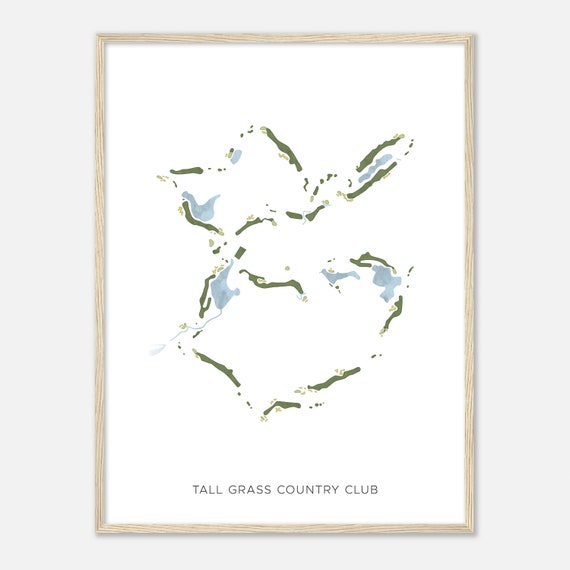 Tall Grass Country Club Kansas Modern Watercolor Map Golfer Gift Golf Wall Art Golf Poster Print Course Layout
