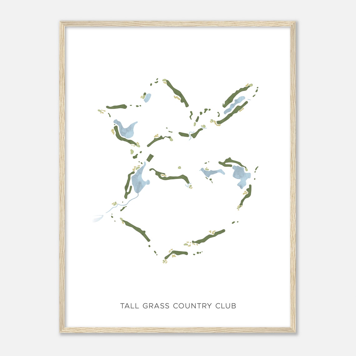 Tall Grass Country Club Modern Minimalist Golf Course Map Poster
