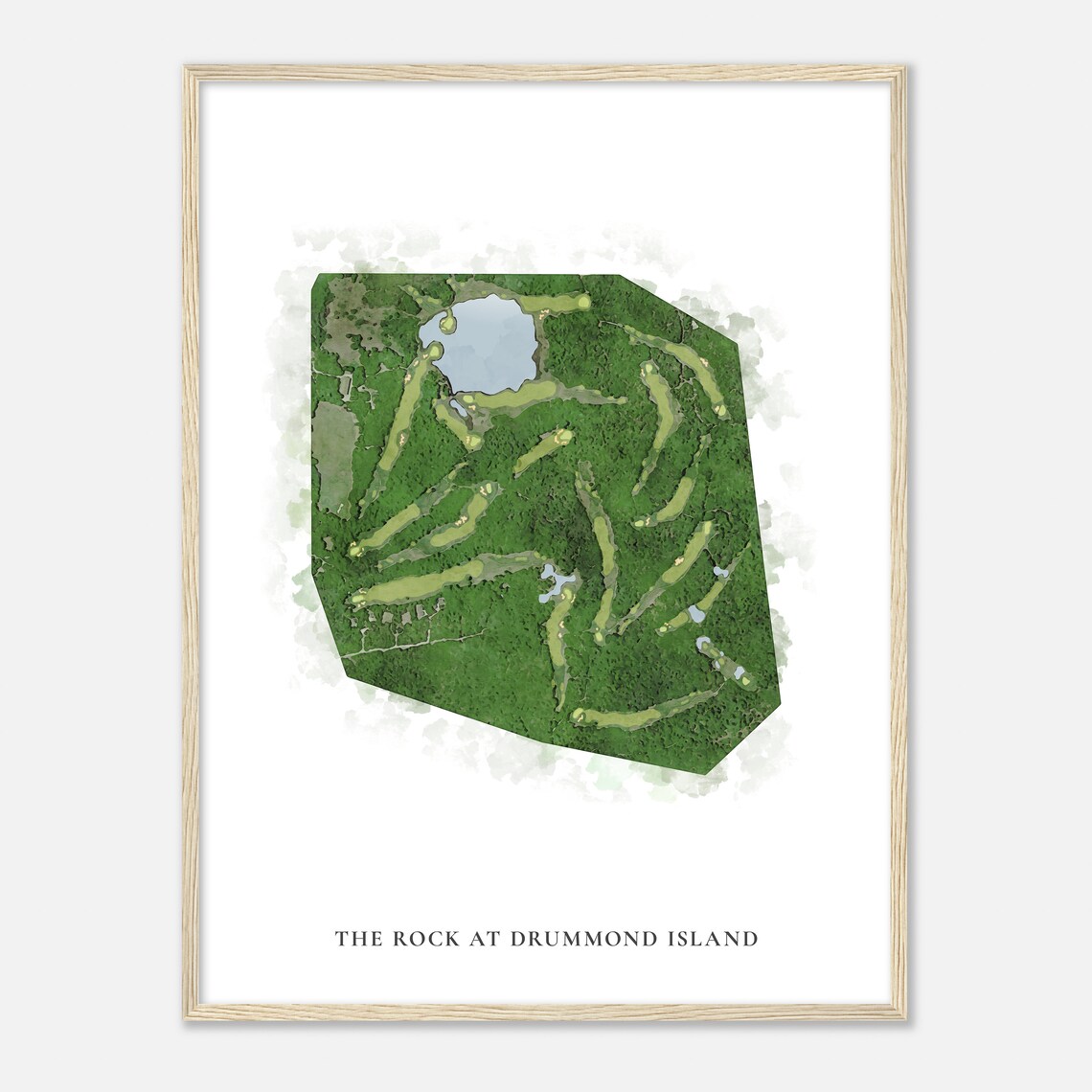 The Rock at Drummond Island Classic Watercolor Aerial Golf Map Poster - Image 2