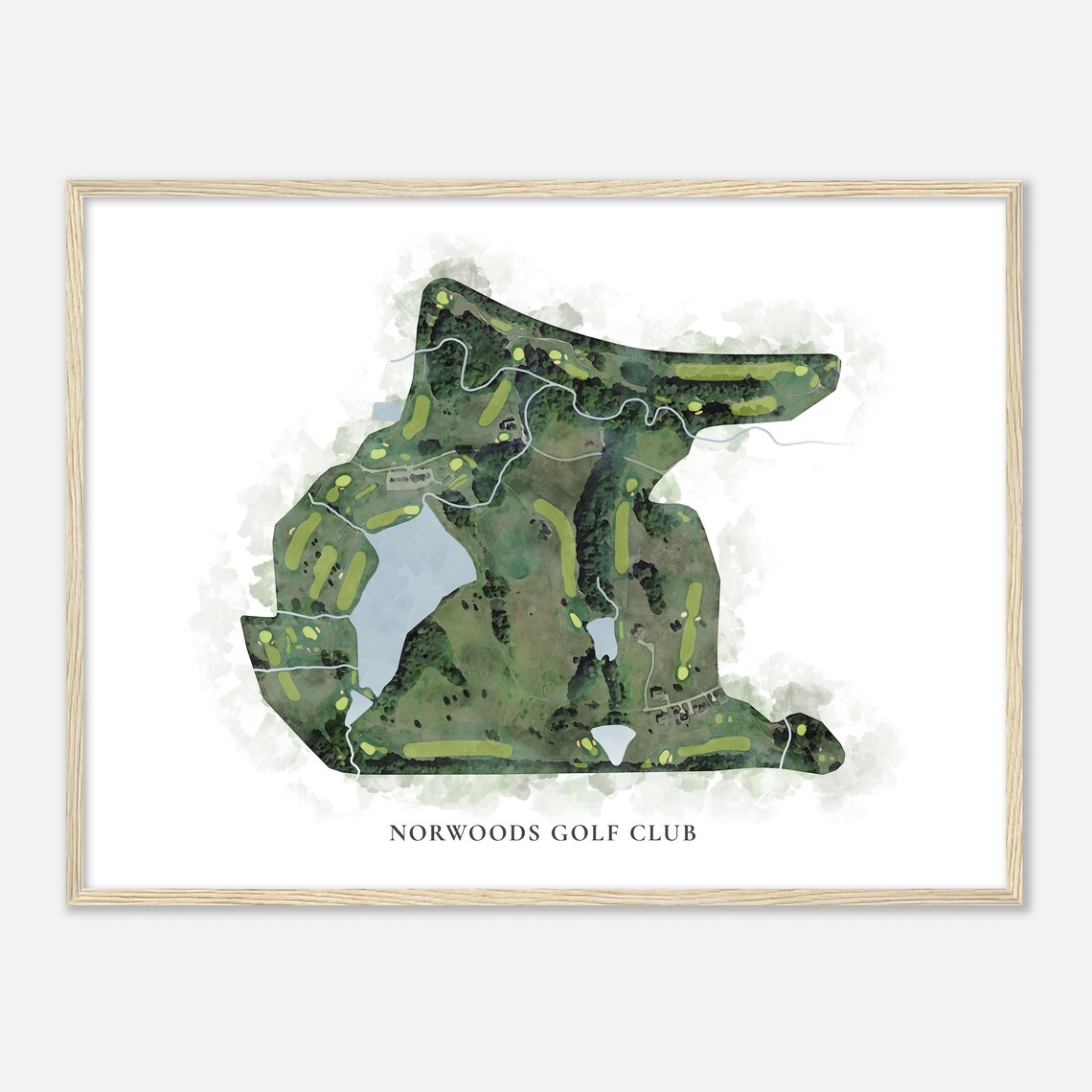 Norwoods Golf Club Aerial Watercolor Course Map Golfer Wall Art - Image 2