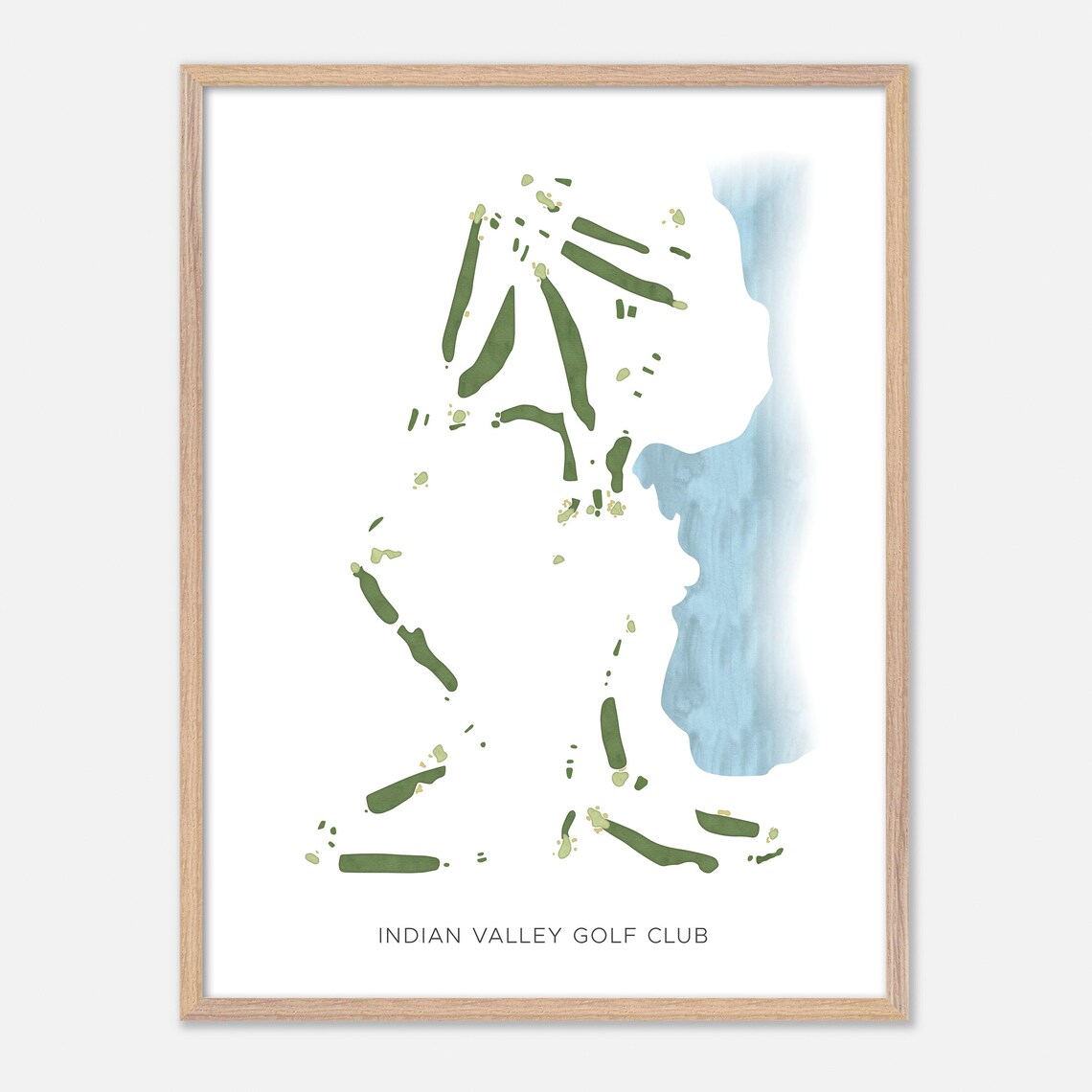 Indian Valley Golf Club Watercolor Fairway Map Lake Detail Poster - Image 6