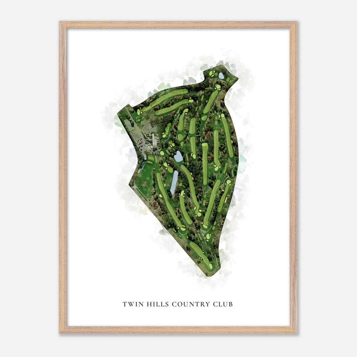 Twin Hills Country Club Massachusetts Classic Watercolor Aerial Poster - Image 2