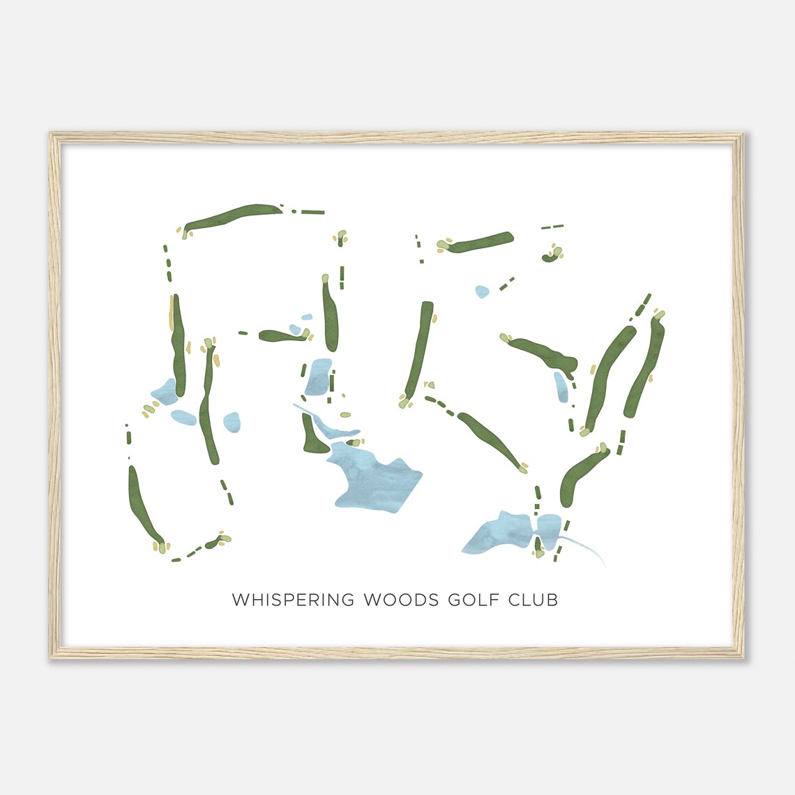 Whispering Woods Golf Club North Carolina Modern Watercolor Golf Map Poster