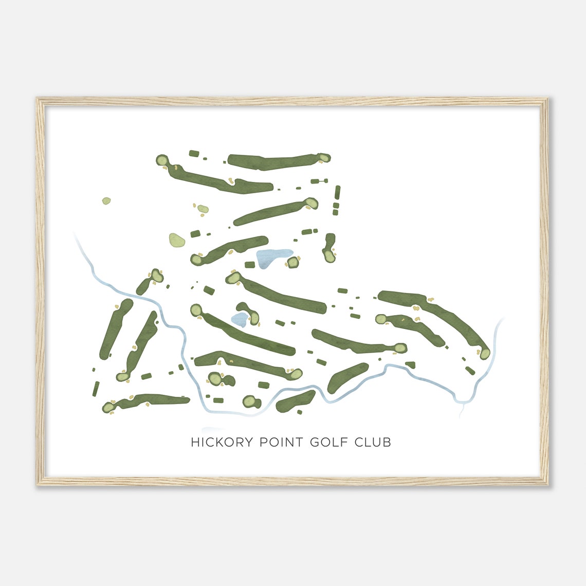 Hickory Point Golf Club Illinois Watercolor Fairway Map Gift Poster - Image 2