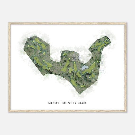 Minot Country Club North Dakota Classic Watercolor Map Golfer Gift Golf Wall Art Golf Poster Print Course Layout