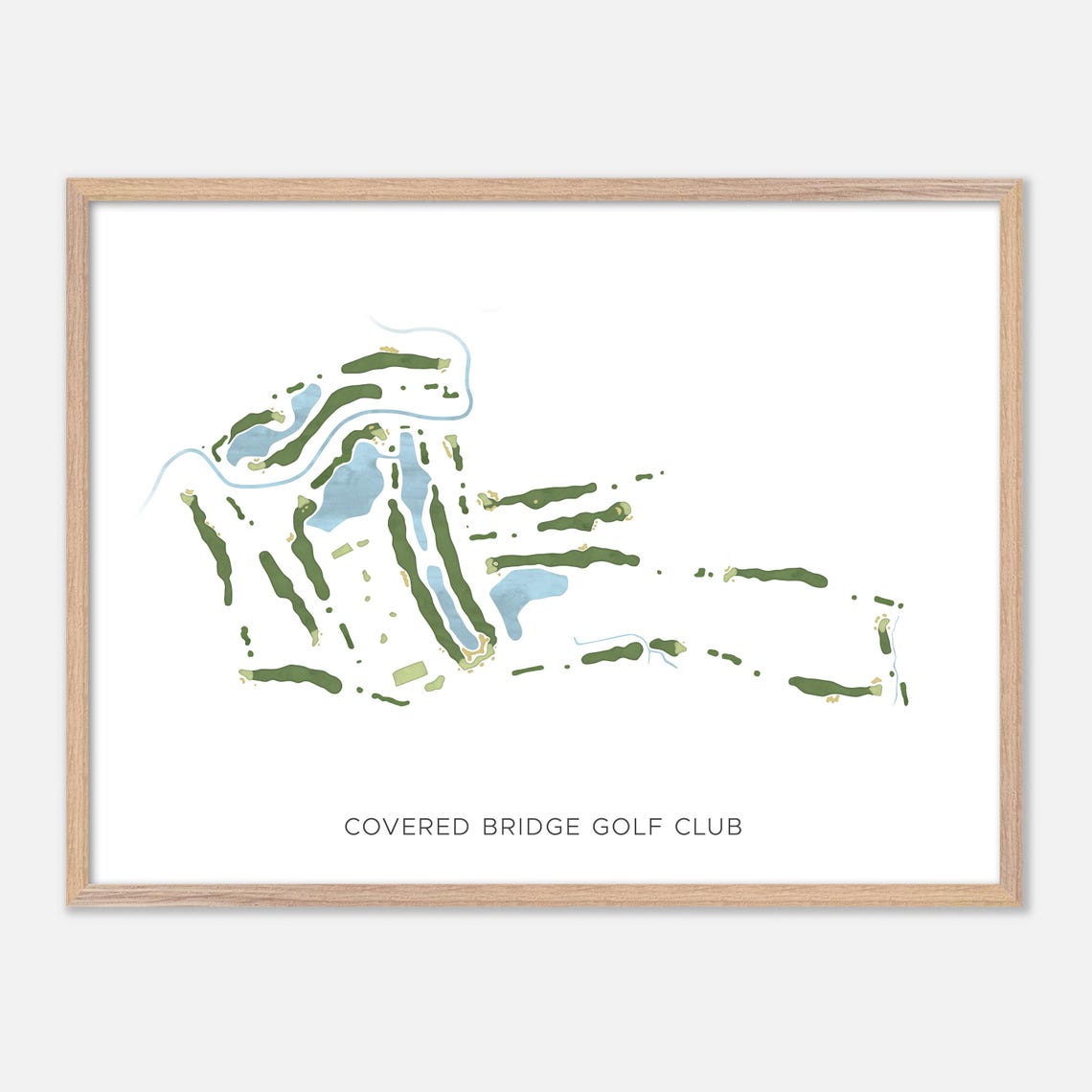 Covered Bridge Golf Club Modern Watercolor Golf Course Map Art Print