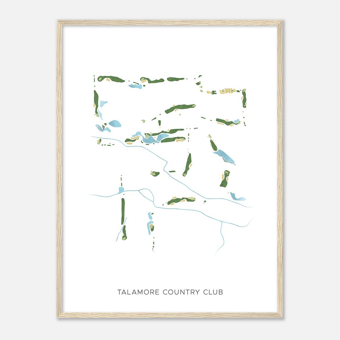 Talamore Country Club Modern Watercolor Golf Course Map Art Poster