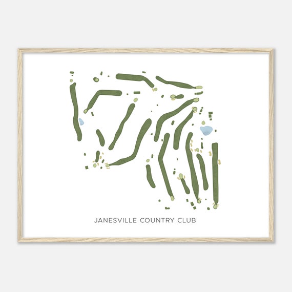 Janesville Country Club Wisconsin Modern Watercolor Map Golfer Gift Golf Wall Art Golf Poster Print Course Layout